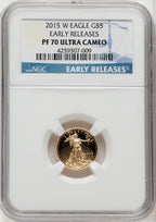2015-W 4-Coin Set Gold American Eagle ER Blue NGC PF70