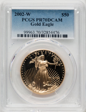 2002-W $50 One-Ounce Gold Eagle Blue Gradient PCGS PR70