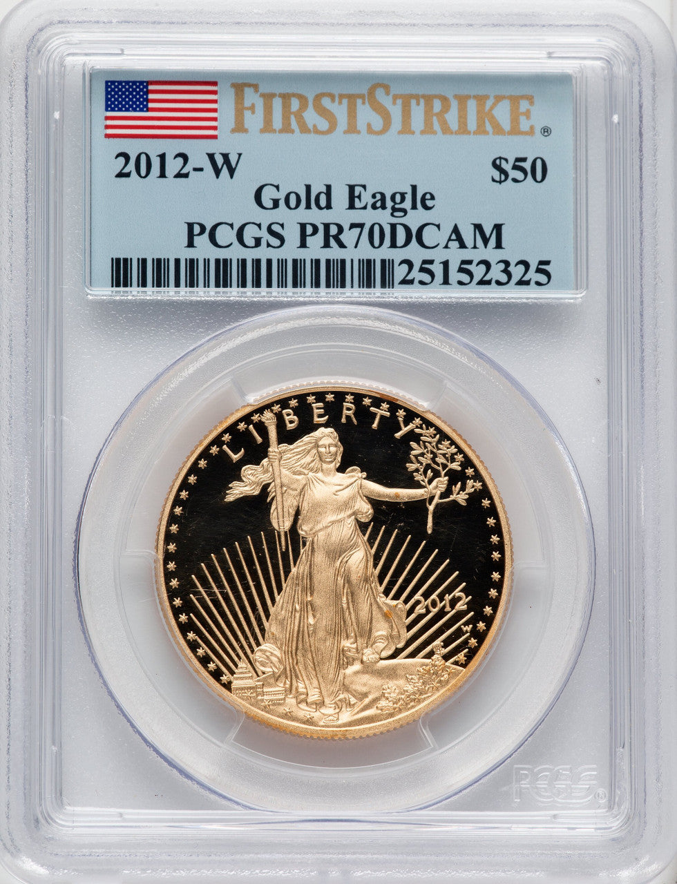 2012-W $50 One-Ounce Gold Eagle First Strike PCGS PR70