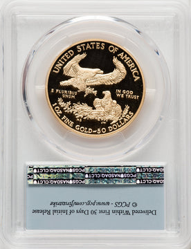 2016-W $50 One-Ounce Gold Eagle 30th Anniversary First Strike Blue Gradient PCGS PR70