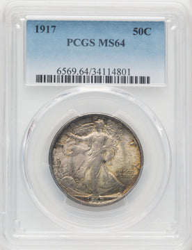 1917 50C Walking Liberty Half Dollar PCGS MS64
