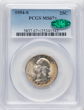 1954-S 25C CAC Washington Quarter PCGS MS67+
