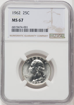 1962 25C Washington Quarter NGC MS67 (506004012)