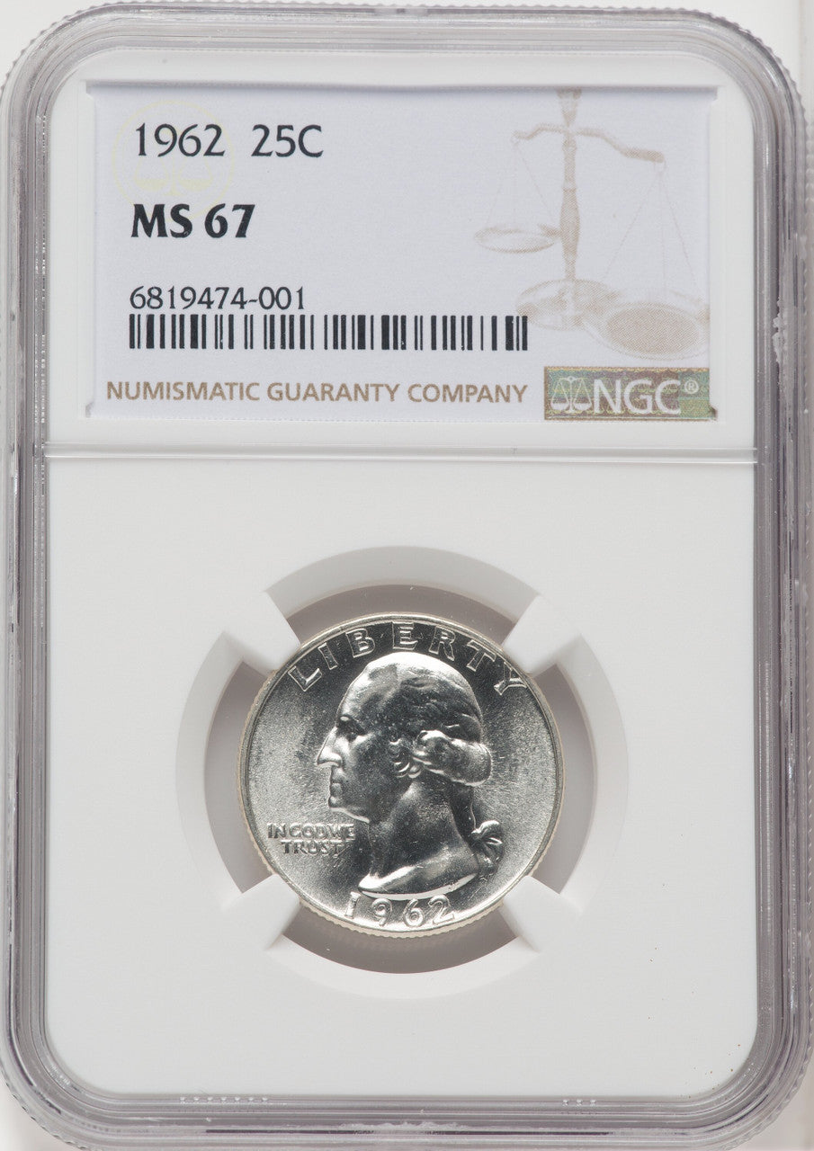 1962 25C Washington Quarter NGC MS67 (506004012)