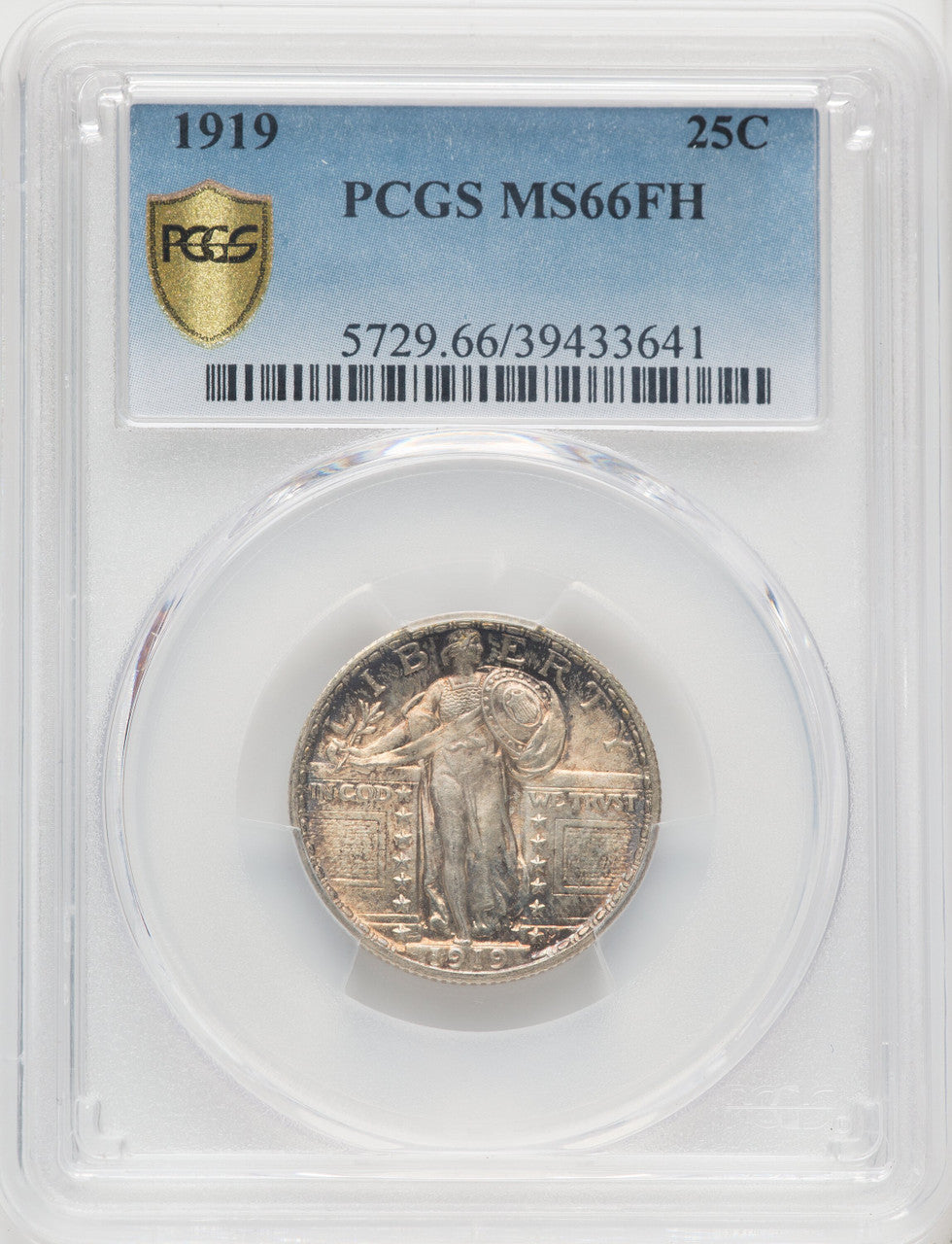 1919 25C FH Standing Liberty Quarter PCGS MS66