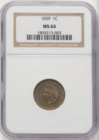 1859 1C Indian Cent NGC MS64