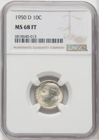 1950-D 10C FB Roosevelt Dime NGC MS68