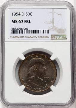 1954-D 50C FL Franklin Half Dollar NGC MS67