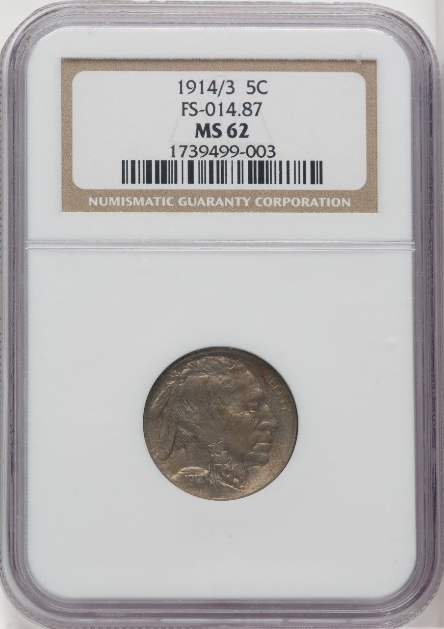 1914/3 5C Buffalo Nickel NGC MS62