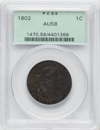 1802 1C BN Large Cent PCGS AU58