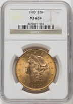 1900 $20 Brown Label Liberty Double Eagle NGC MS63+
