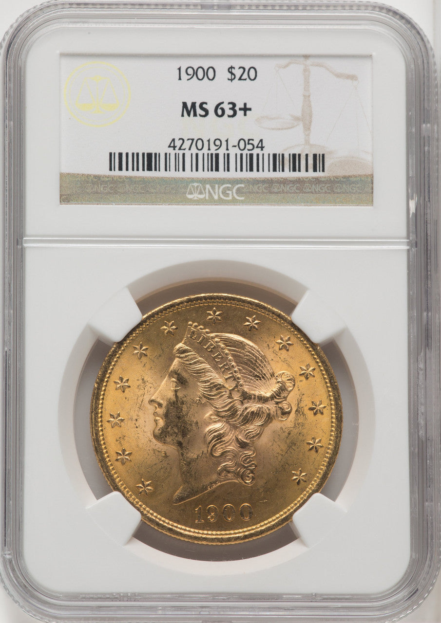1900 $20 Brown Label Liberty Double Eagle NGC MS63+