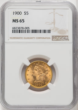 1900 $5 Liberty Half Eagle NGC MS65