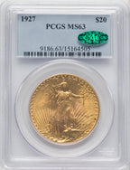 1927 $20 CAC Saint-Gaudens Double Eagle PCGS MS63