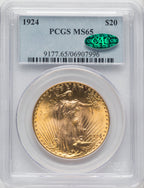 1924 $20 Saint CAC Saint-Gaudens Double Eagle PCGS MS65