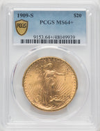 1909-S $20 Saint-Gaudens Double Eagle PCGS MS64+