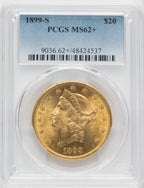 1899-S $20 Liberty Double Eagle PCGS MS62+