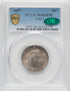 1917 Type One FH CAC Standing Liberty Quarter PCGS MS66