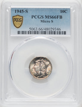 1945-S 10C MICRO S FB Mercury Dime PCGS MS66