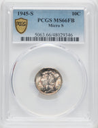 1945-S 10C MICRO S FB Mercury Dime PCGS MS66
