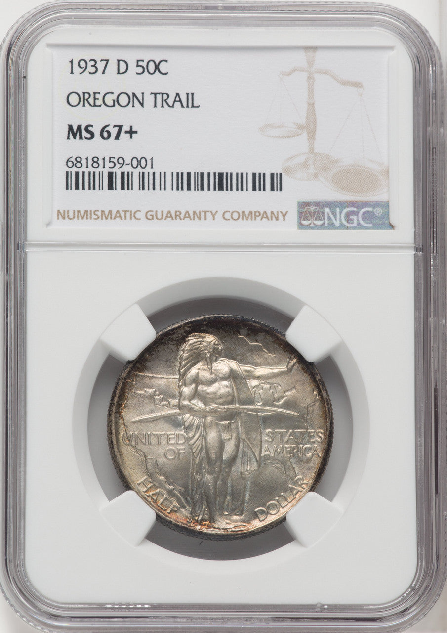 1937-D 50C Oregon Commemorative Silver NGC MS67+