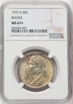 1937-S 50C Boone Commemorative Silver NGC MS67+