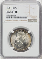 1951 50C FL Franklin Half Dollar NGC MS67