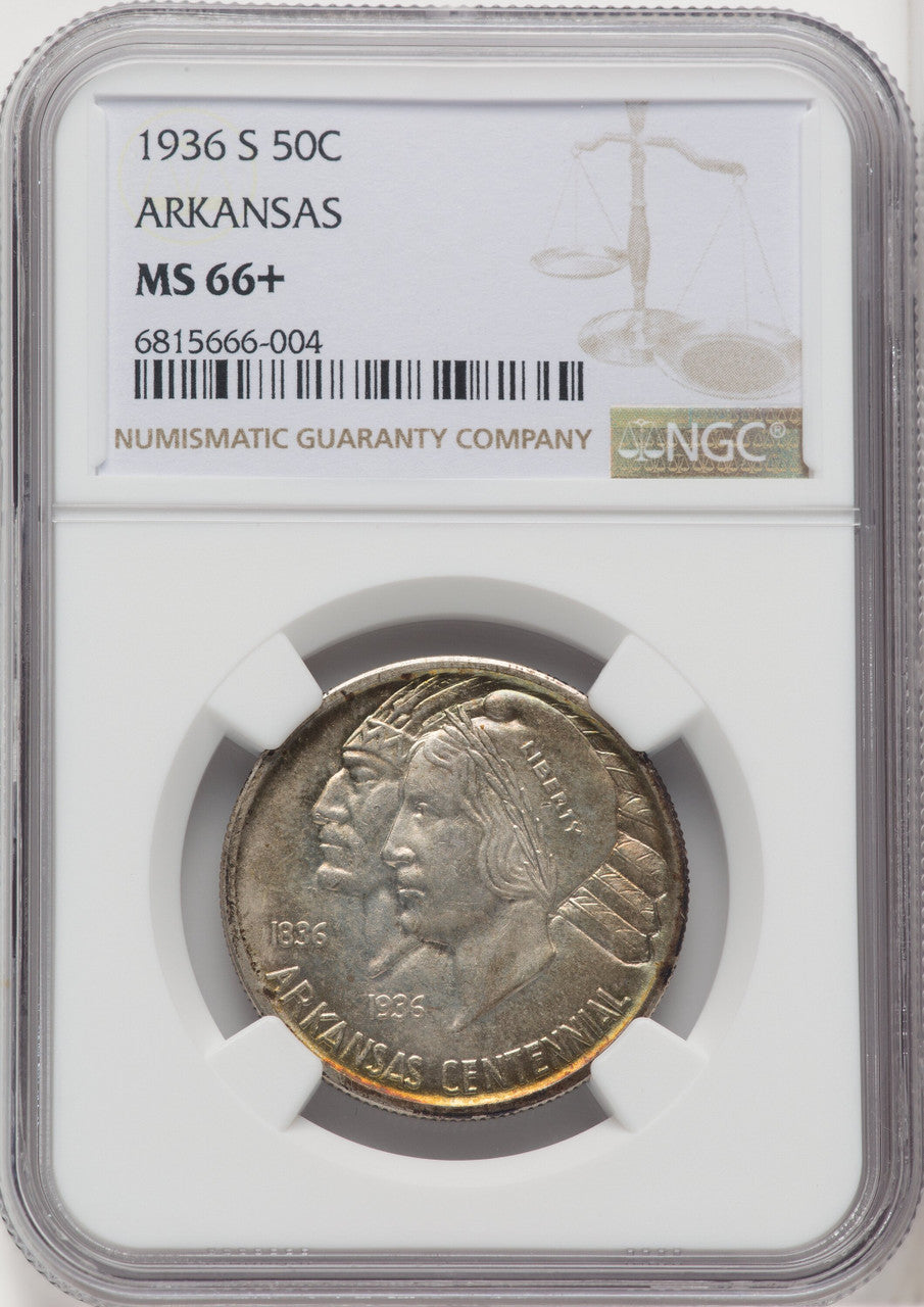 1936-S 50C Arkansas Commemorative Silver NGC MS66+