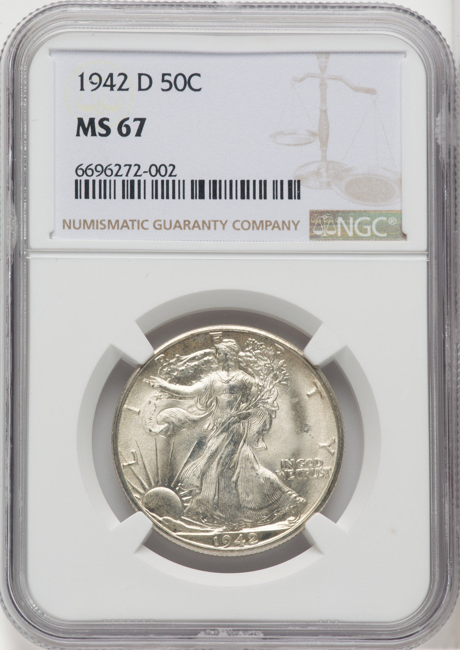 1942-D 50C Walking Liberty Half Dollar NGC MS67 (518926108)