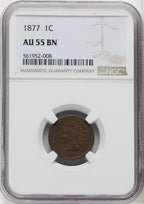 1877 1C BN Indian Cent NGC AU55
