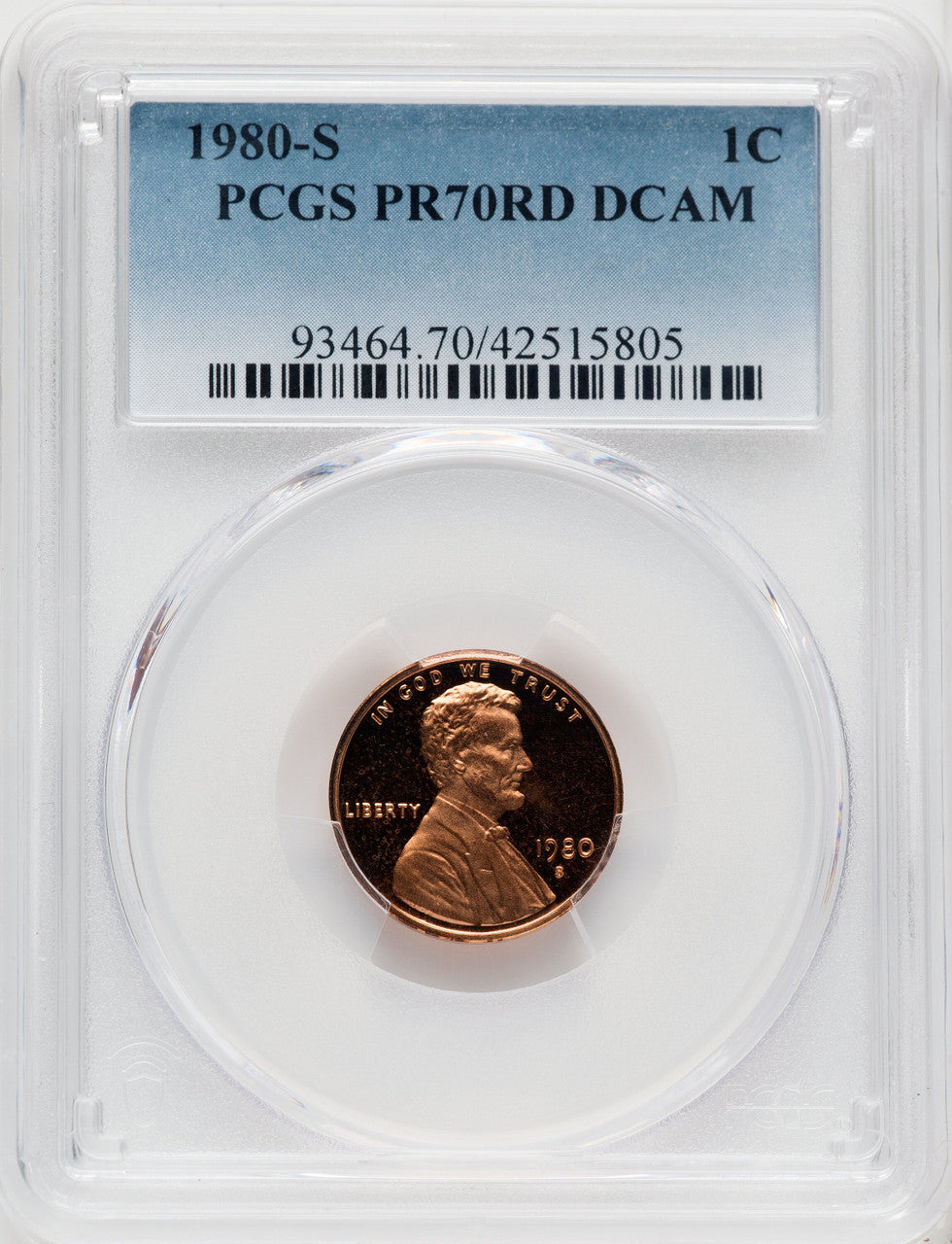 1980-S 1C Proof Lincoln Cent PCGS PR70