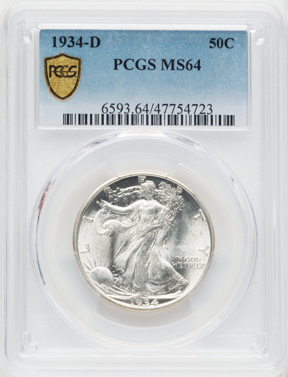 1934-D 50C Walking Liberty Half Dollar PCGS MS64