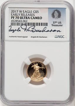 2017-W Gold American Eagle 4-Coin Set NGC PF70 Angela Buchanan Signed