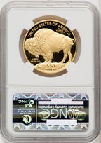 2010-W $50 One-Ounce Gold Buffalo First Strike DM ER Blue NGC MS70