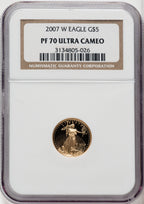 2007-W 4-Coin Set Gold American Eagle Brown Label NGC PF70