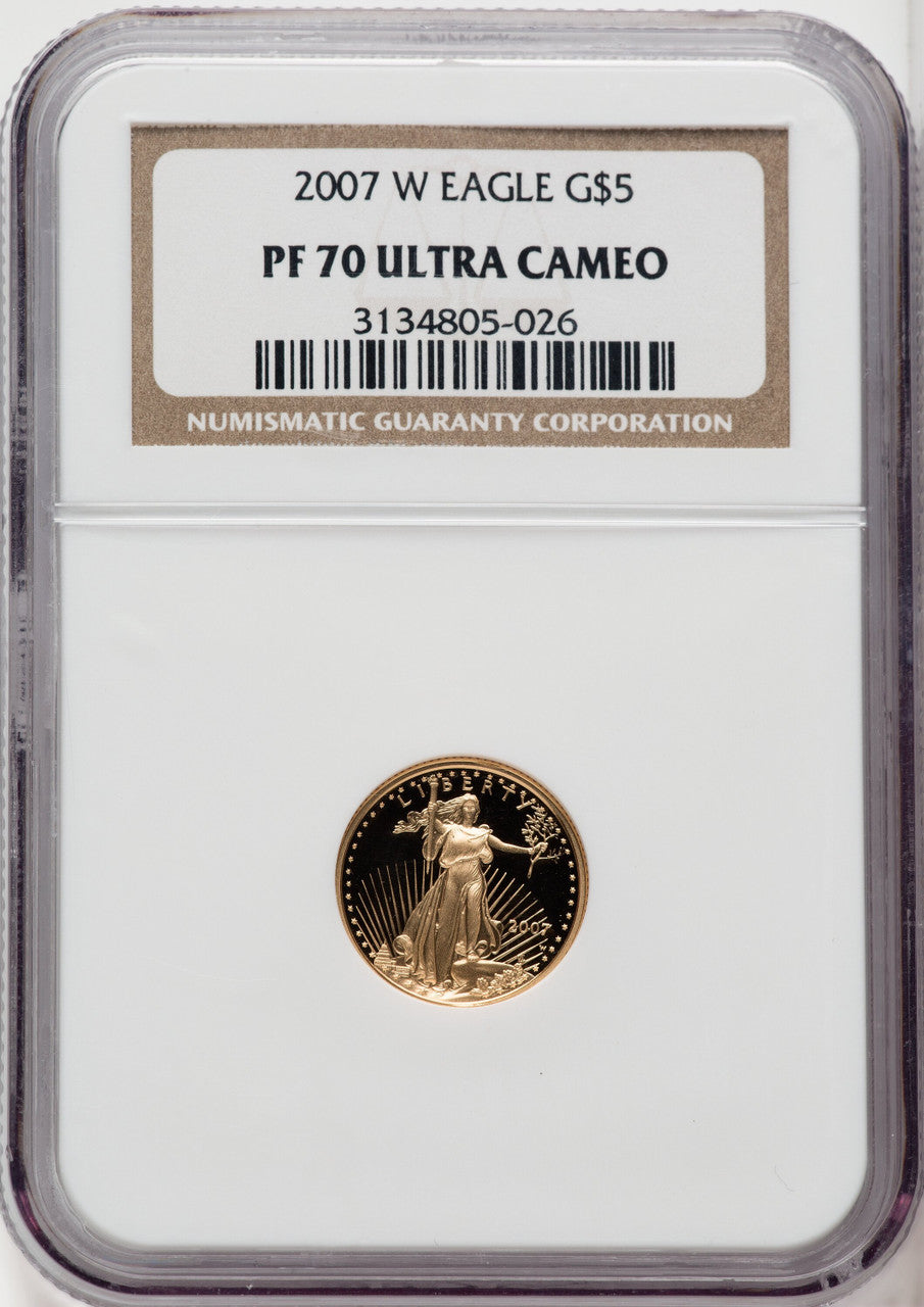 2007-W 4-Coin Set Gold American Eagle Brown Label NGC PF70