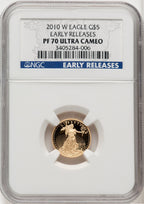 2010-W 4-Coin Set Gold American Eagle ER Blue NGC PF70