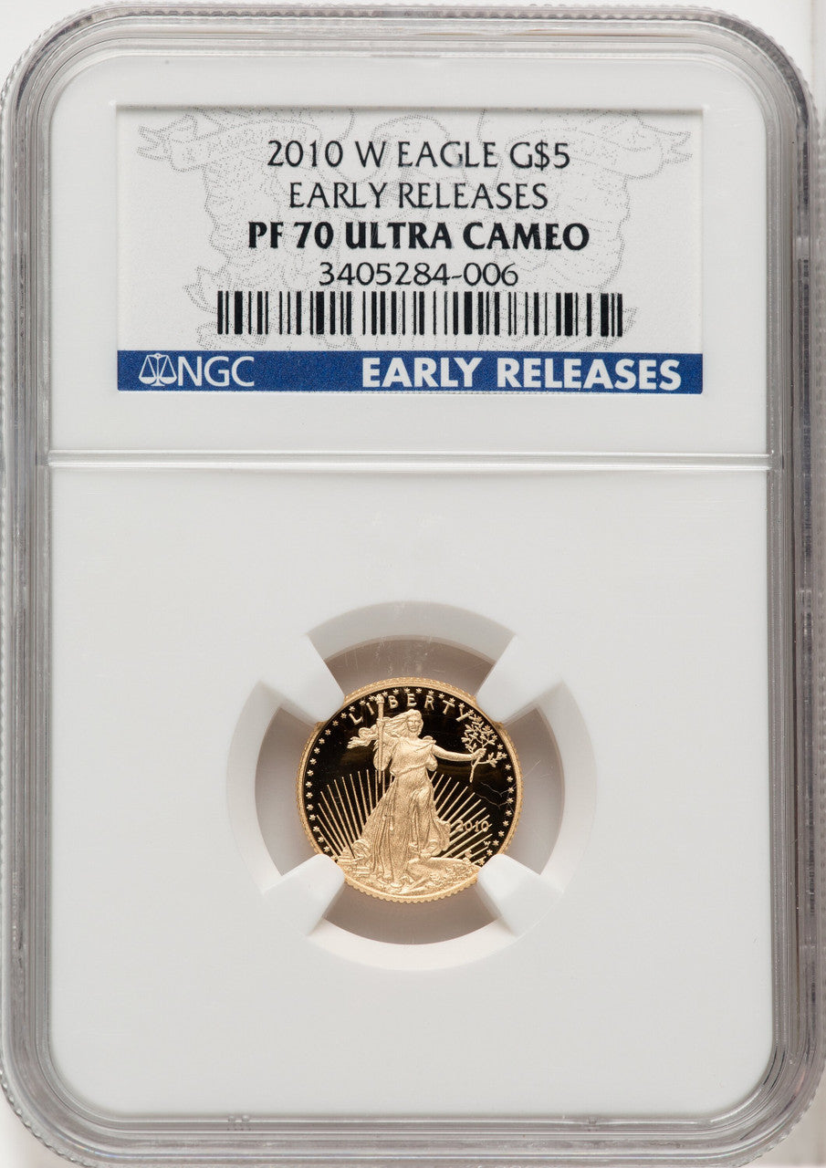 2010-W 4-Coin Set Gold American Eagle ER Blue NGC PF70
