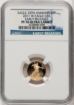 2011-W 4-Coin Set Gold American Eagle ER Blue NGC PF70