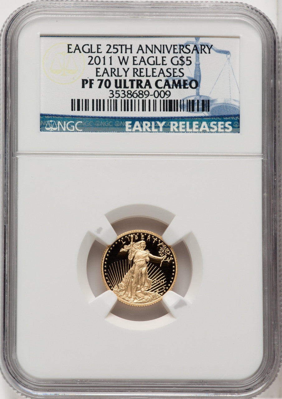 2011-W 4-Coin Set Gold American Eagle ER Blue NGC PF70