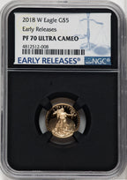 2018-W 4-Coin Set Gold American Eagle ER Blue NGC PF70
