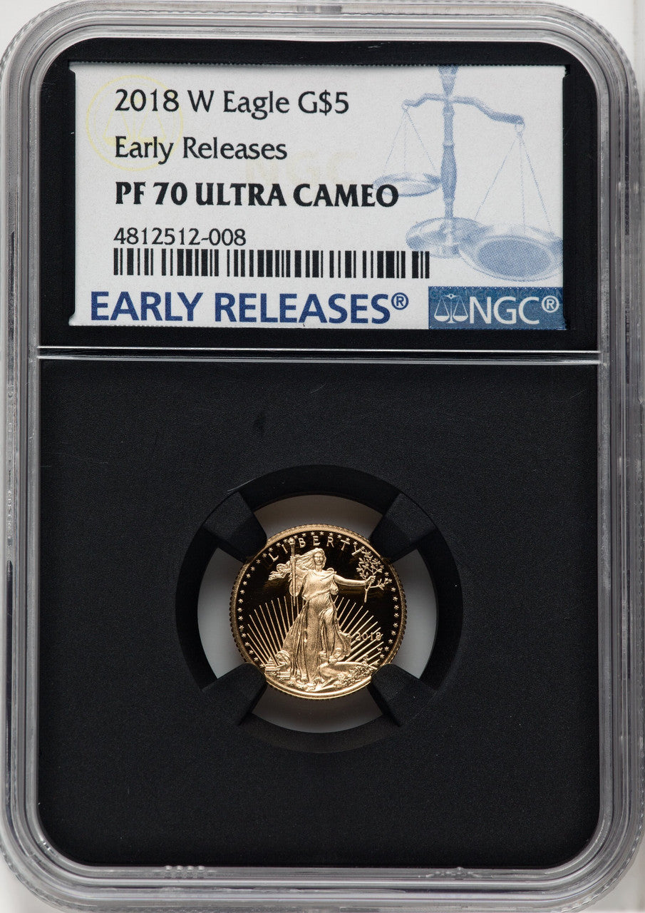2018-W 4-Coin Set Gold American Eagle ER Blue NGC PF70