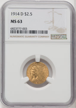 1914-D $2.50 Indian Quarter Eagle NGC MS63
