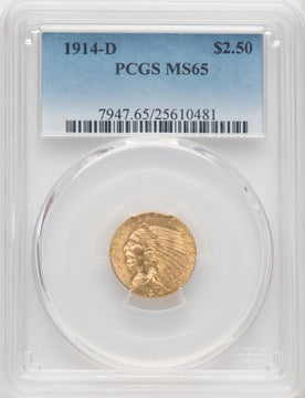 1914-D $2.50 Indian Quarter Eagle PCGS MS65