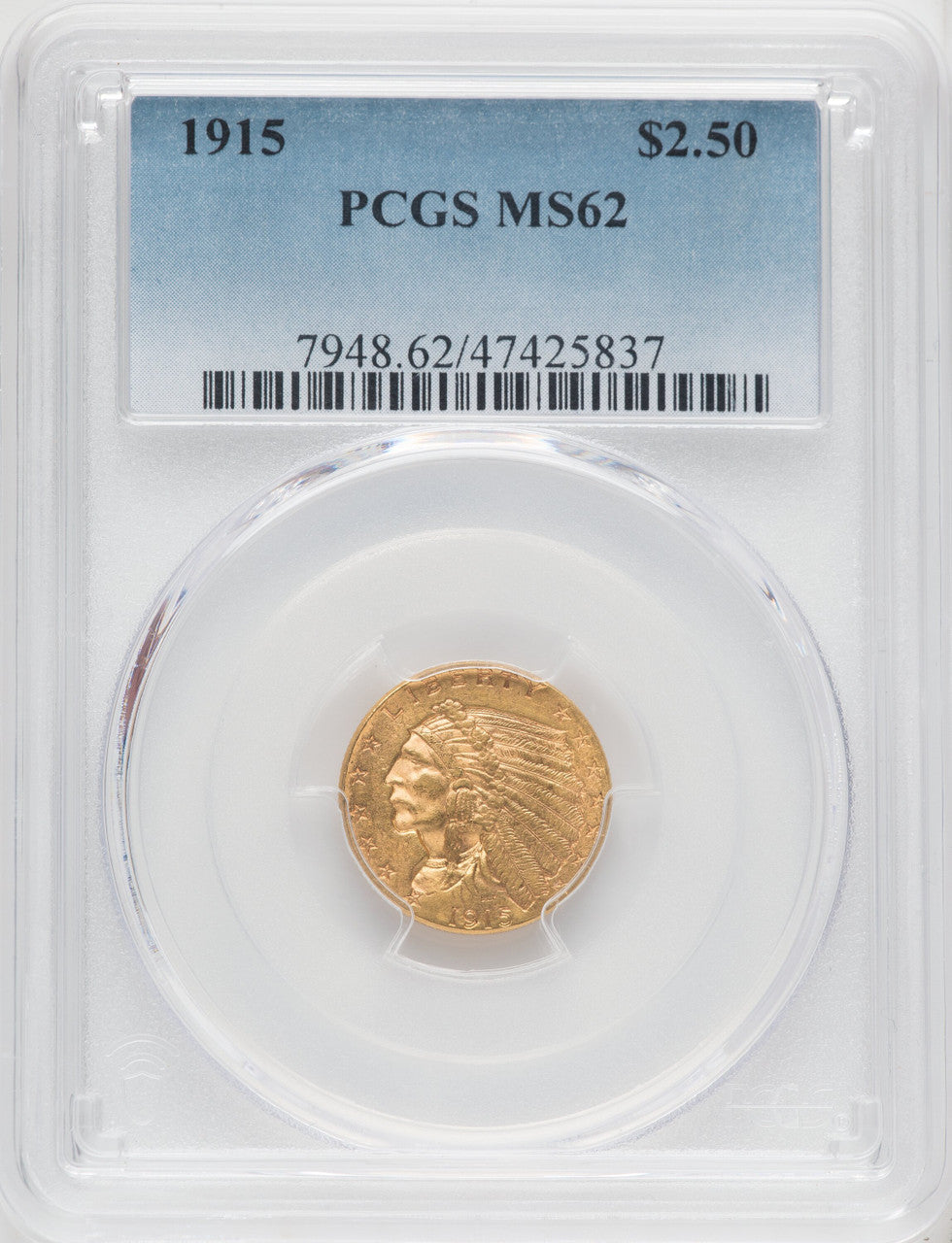 1915 $2.50 Indian Quarter Eagle PCGS MS62 (517992224)