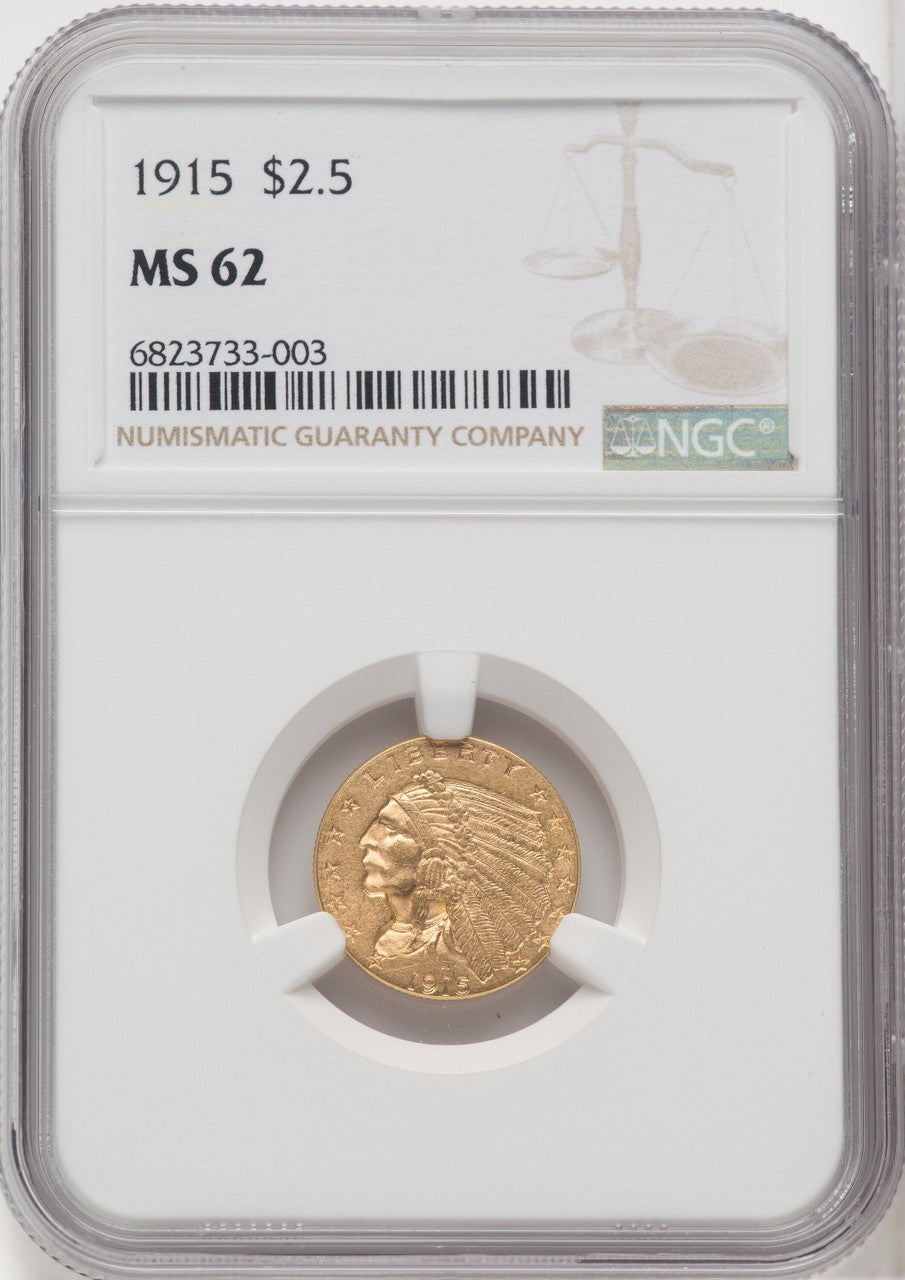 1915 $2.50 Indian Quarter Eagle NGC MS62 (764899009)