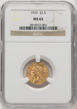 1929 $2.50 Indian Quarter Eagle NGC MS65 (765366015)