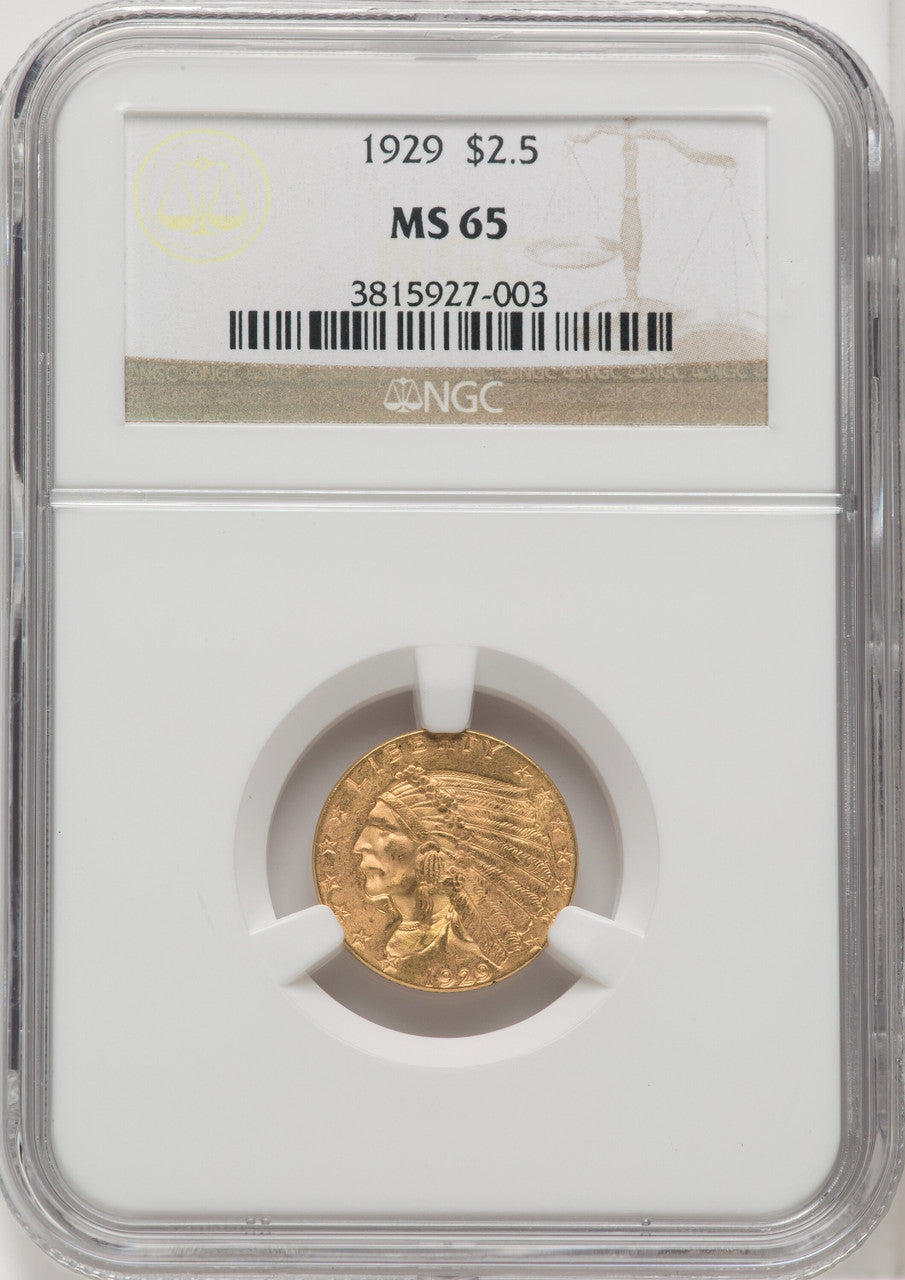 1929 $2.50 Indian Quarter Eagle NGC MS65 (765366015)