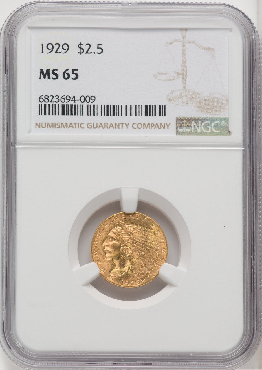 1929 $2.50 Indian Quarter Eagle NGC MS62