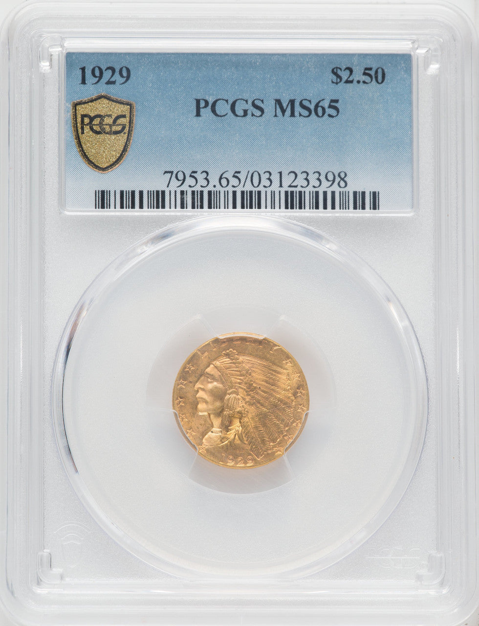 1929 $2.50 Indian Quarter Eagle PCGS MS65